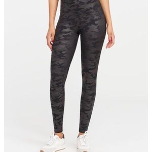 Camo Faux Leather Leggings Spanx